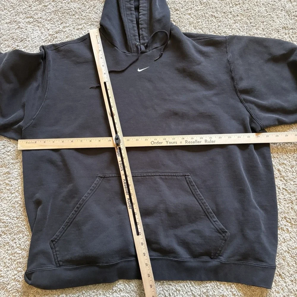 Vtg Nike Center Swoosh Hoodie Mens 2XL Black Pullover Faded‎ Travis Scott 90's